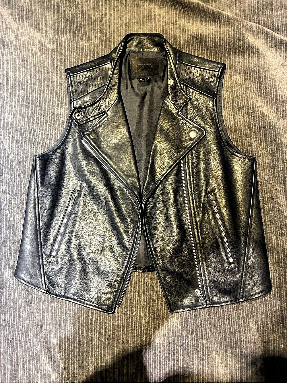 PAIGE Leather Moto Vest in Black Size Medium Like New